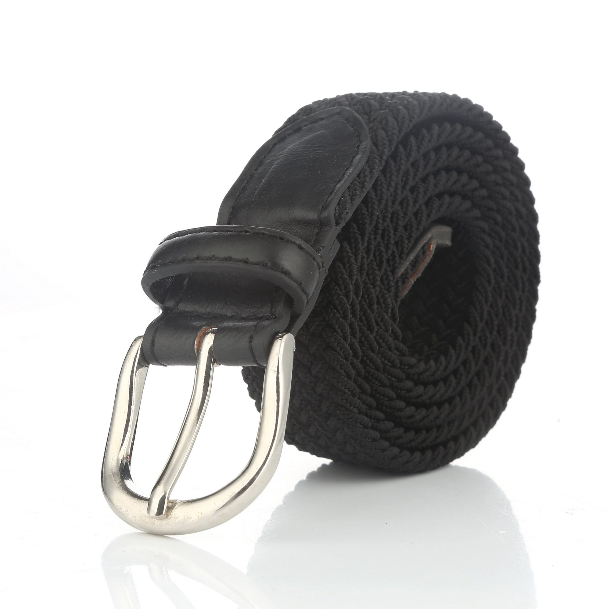 Gelante® Children's Canvas Elastic Fabric Woven Stretch Braided Belts 2012-Black-M (24-26)