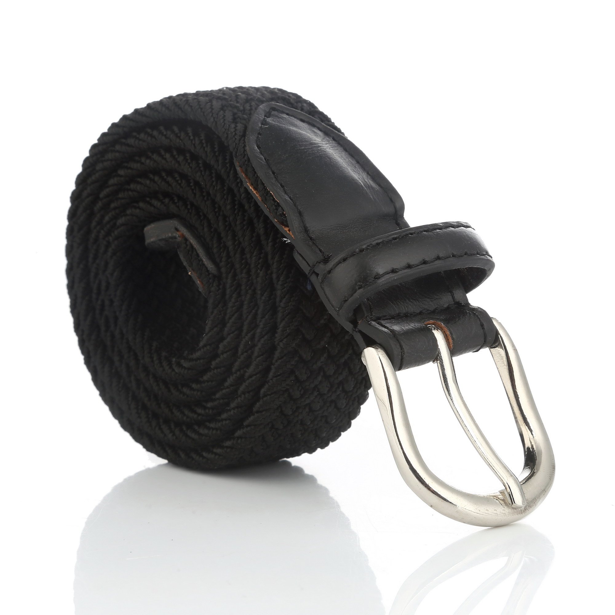 Gelante® Children's Canvas Elastic Fabric Woven Stretch Braided Belts 2012-Black-M (24-26)