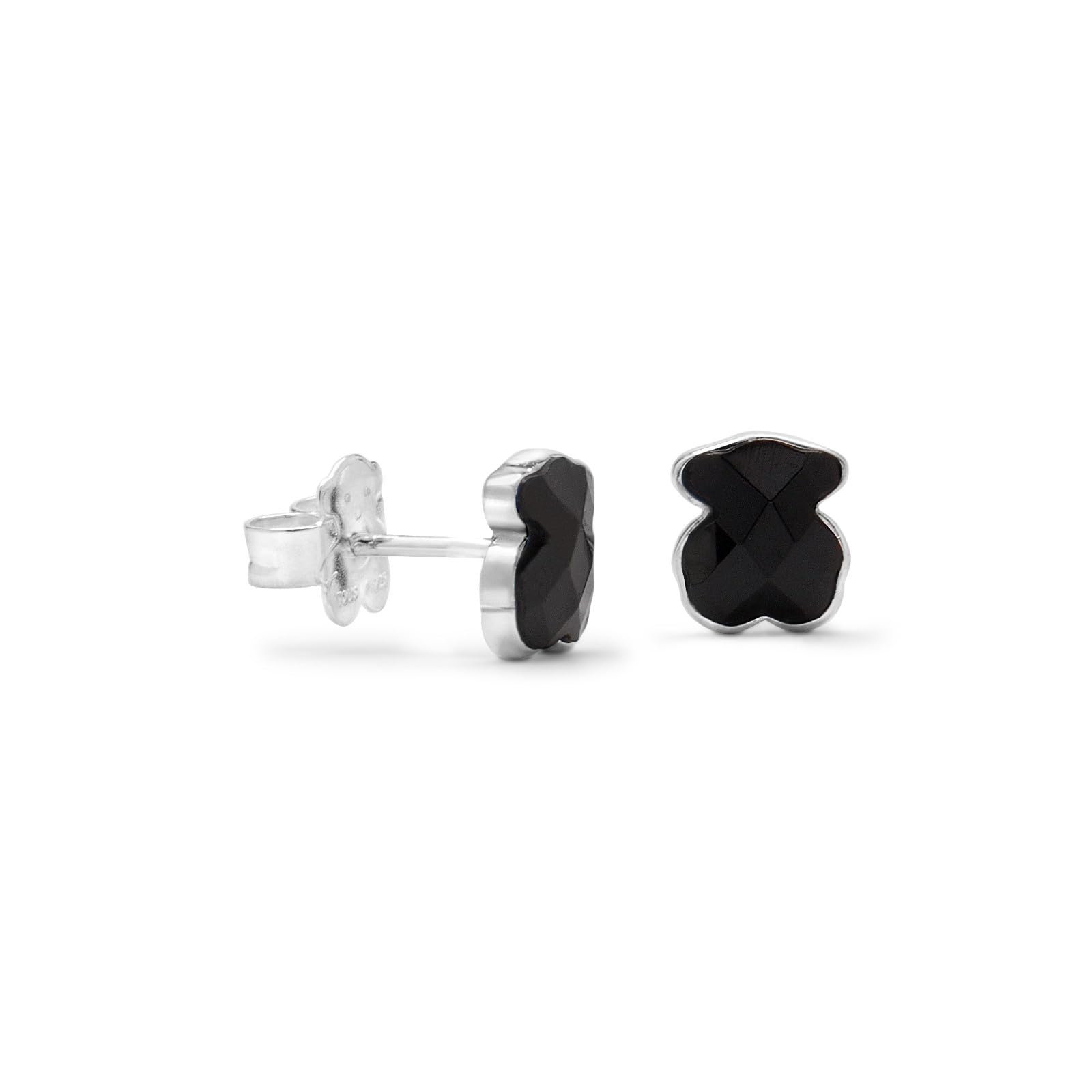 TOUS Sterling Silver and Faceted Onyx Earrings for Women, Size Motif: 7mm, TOUS Color Collection