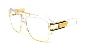 dweebzilla gazelle b-boy square metal & plastic retro aviator sunglasses (transparent & gold frame, clear)