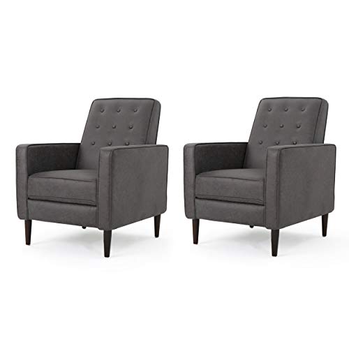 Christopher Knight Home GDFStudio Christopher Knight Home Mervynn Mid-Century Modern Microfiber Recliners, 2-Pcs Set, Slate / Dark Espresso