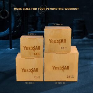 Yes4All 3 in 1 Wooden Plyo Box, Plyometric Box for Home Gym and Outdoor Workouts - 30x24x20", SGQ6