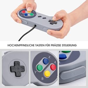 Rii Game Controller, SNES Retro USB Controller, Classic Gamepad Joystick, PC Super Classic Joypad Gamestick for PC, Raspberry Pi, Windows MAC Liunx, Android GP100 (Grey, 2 Pack)