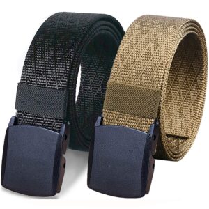 wyuze 2 pack nylon belt outdoor military web belt 1.5" men tactical webbing belt (waist-below 42", black+brown)