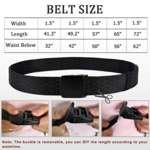 WYuZe 2 Pack Nylon Belt Outdoor Military Web Belt 1.5" Men Tactical Webbing Belt (Waist-below 42", Black+Brown)