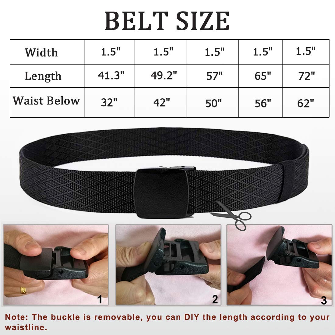 WYuZe 2 Pack Nylon Belt Outdoor Military Web Belt 1.5" Men Tactical Webbing Belt (Waist-below 42", Black+Brown)