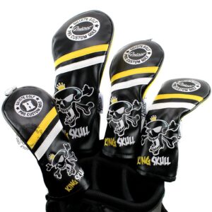 guiote king skull 1 3 5 h golf headcover black vintage retro driver fairway wood hybrid cover