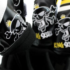 Guiote King Skull 1 3 5 H Golf Headcover Black Vintage Retro Driver Fairway Wood Hybrid Cover