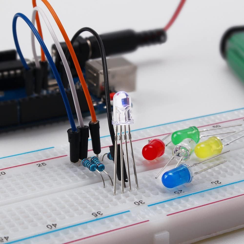 REXQualis Electronics Component Fun Kit w/Power Supply Module, Jumper Wire, 830 tie-Points Breadboard, Precision Potentiometer,Resistor Compatible with Arduino, Raspberry Pi, STM32