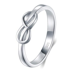 BORUO Infinity Ring - Sterling Silver Rings For Women - 925 Infinity Sterling Silver Rings - Knot Ring - Infinity Shape Silver Ring - Classic Gift for Special Occasions - Stackable - 2mm Size 8