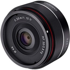 samyang syio35af-e 35mm f/2.8 ultra compact wide angle lens for sony e mount full frame, black