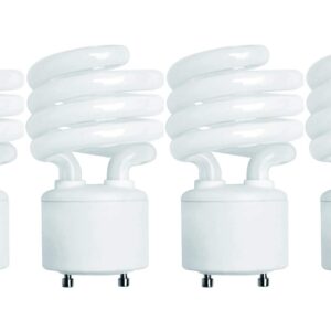 KOR Pack of 4 – 13 Watt Mini Spiral – GU24 Twist and Lock Base. Self-Ballasted CFL, 2pin Fluorescent Bulb, Neutral White 3500K (60 Watt Equivalent)