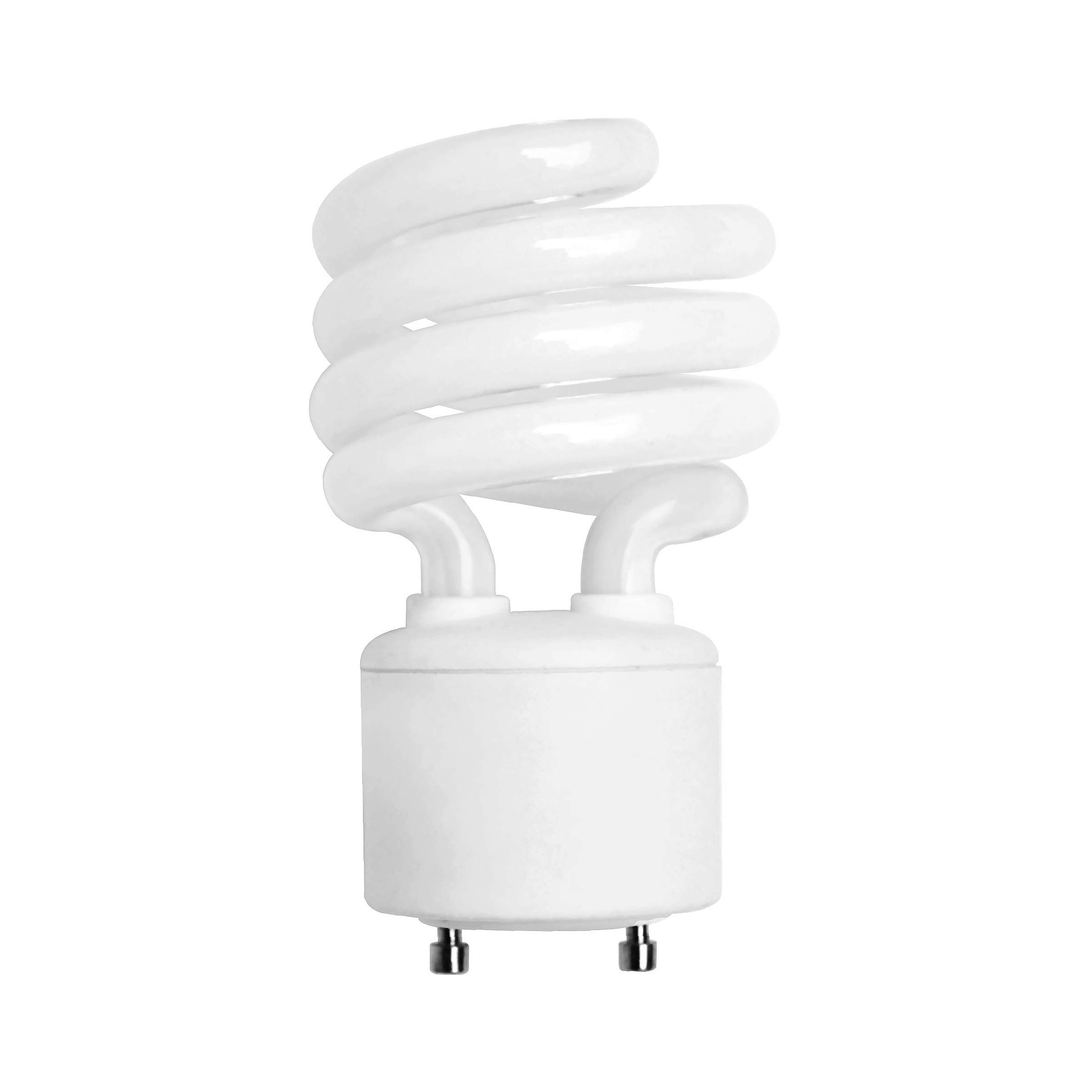 KOR Pack of 4 – 13 Watt Mini Spiral – GU24 Twist and Lock Base. Self-Ballasted CFL, 2pin Fluorescent Bulb, Neutral White 3500K (60 Watt Equivalent)