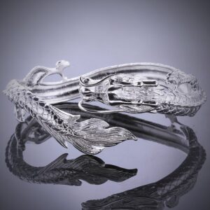 Goldenchen Fashion 925 Sterling Silver Antique Chinese Dragon Chic Lady Gentleman Bangle Bracelet