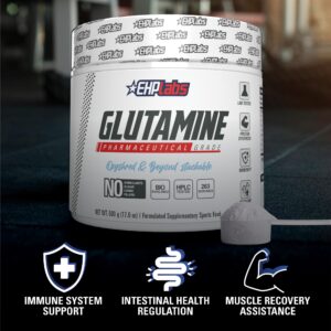 EHP Labs L Glutamine Powder Amino Acids - L-Glutamine, Workout Recovery, Immune Health & Gut Health Support (500g) - 100 Servings