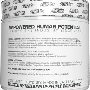 EHP Labs L Glutamine Powder Amino Acids - L-Glutamine, Workout Recovery, Immune Health & Gut Health Support (500g) - 100 Servings