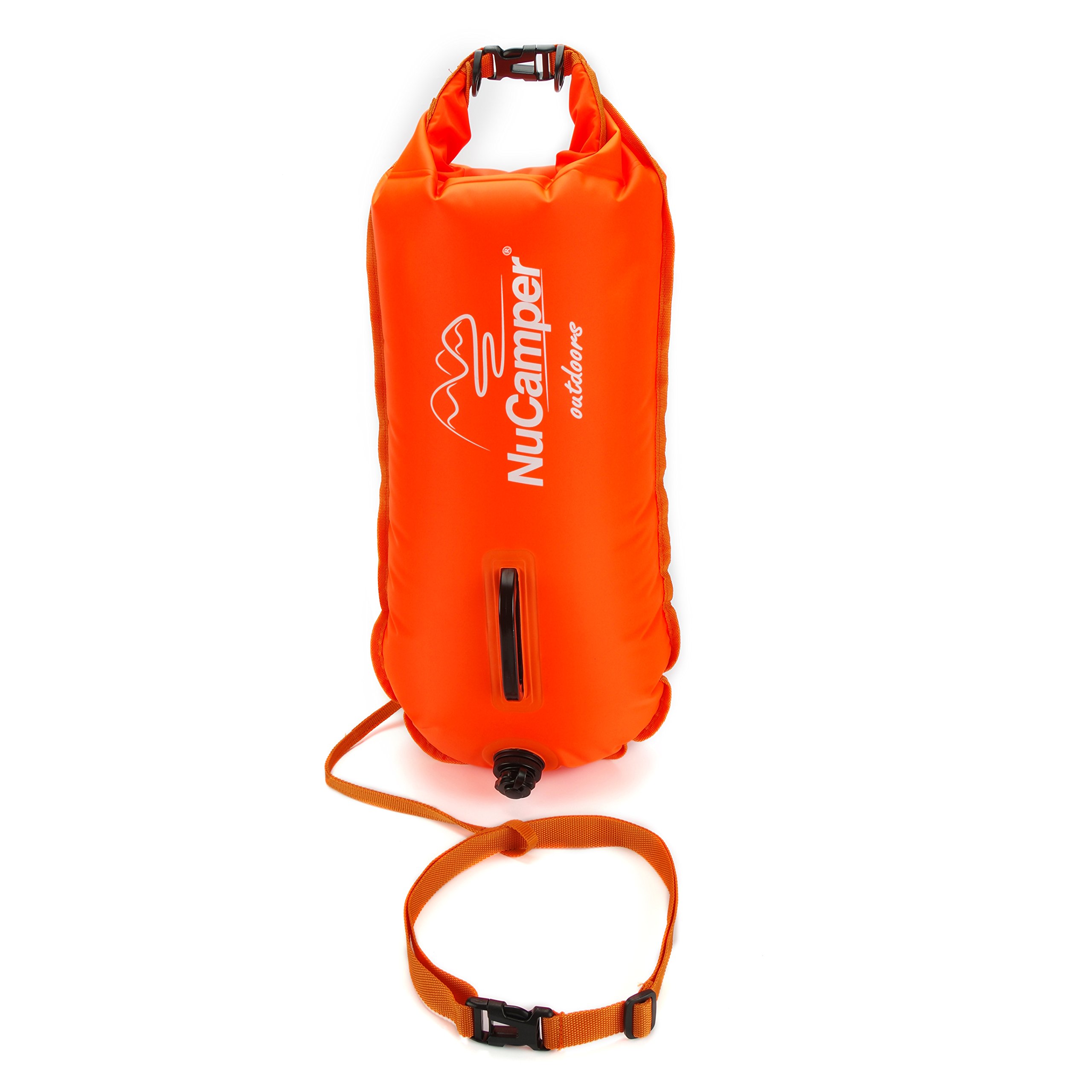 NuCamper Swim Buoy for Open Water Swimmers with Adjustable Waist Belt, Waterproof Dry Bag, Swim Bubble for Safty Swimming, Training Snorkeling, Kayaking, Diving, Boating, Large Capacity 28L