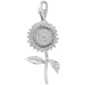 sterling silver sunflower charm with lobster claw clasp, charms for bracelets and necklaces