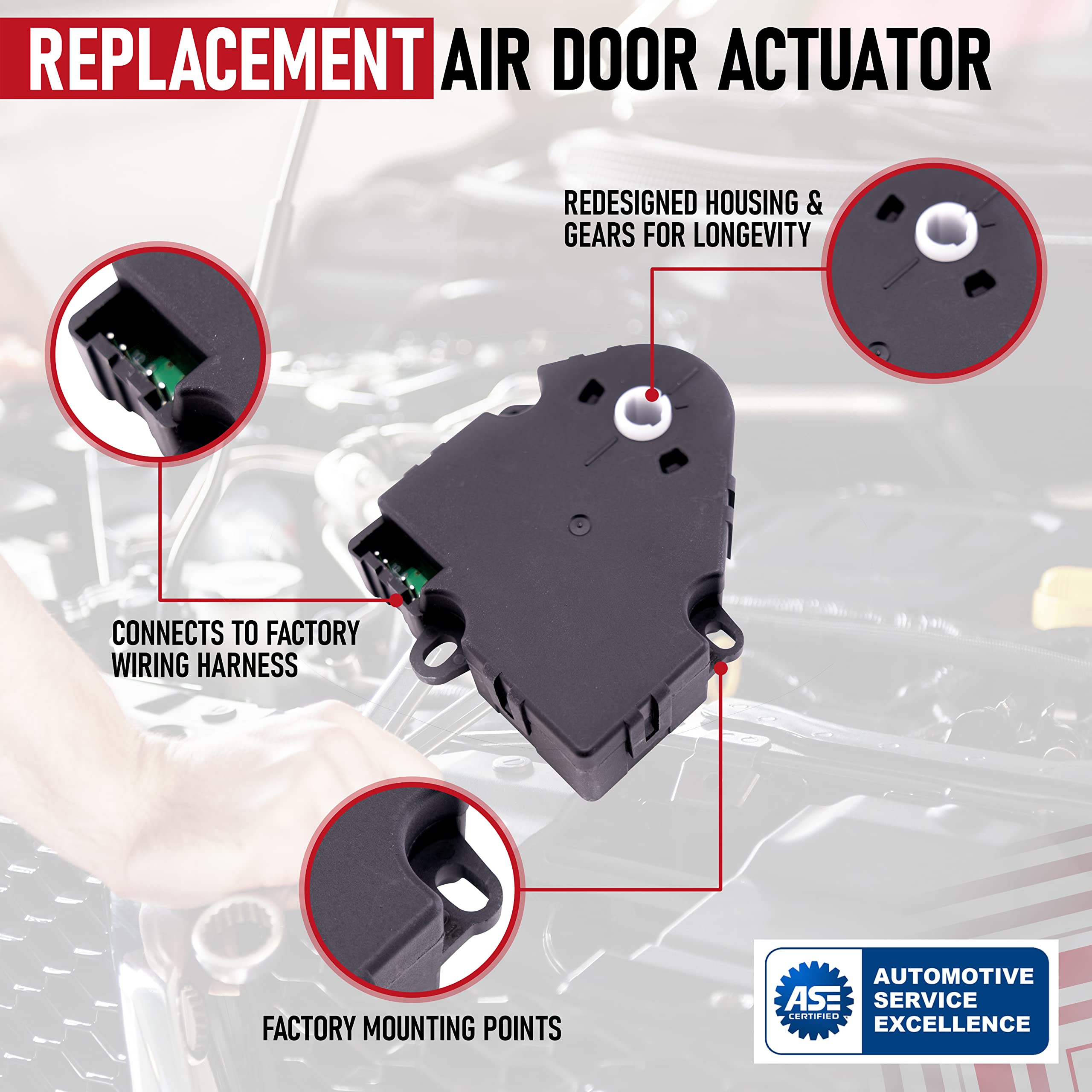 Air Door Actuator - Replaces 15-73952, 52495593, 89018374, 604-112 - Mode Door Actuator Compatible with Chevy, GMC, Cadillac & Hummer 2003-2014 Models - HVAC Heater Climate Control Actuator