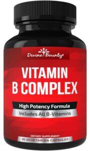 divine bounty super b complex vitamins - all b vitamins including b12, b1, b2, b3, b5, b6, b7, b9, folic acid - vitamin b supplement - support healthy energy metabolism - 90 vegetarian capsules