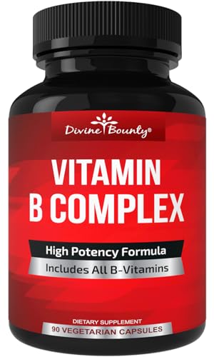 Divine Bounty Super B Complex Vitamins - All B Vitamins Including B12, B1, B2, B3, B5, B6, B7, B9, Folic Acid - Vitamin B Supplement - Support Healthy Energy Metabolism - 90 Vegetarian Capsules