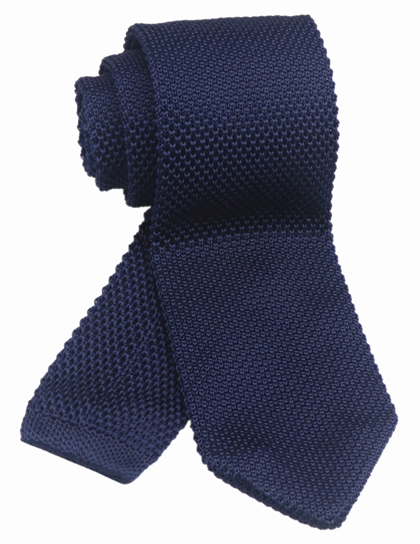 Secdtie Men Woven Silk Midnight Navy Blue Skinny Tie Slim Plain Necktie 010