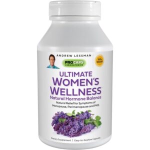 ANDREW LESSMAN Ultimate Women’s Wellness 180 Capsules – Naturally Relieves Menopause Symptoms, PMS & Perimenopause, with Soy Isoflavones, EGCG, Cranberry, Indole-3-Carbinol. Easy to Swallow Capsules