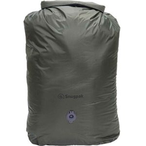 snugpak dri-sak with air valve, waterproof storage bag with roll and clip seal, 40 liter, coyote