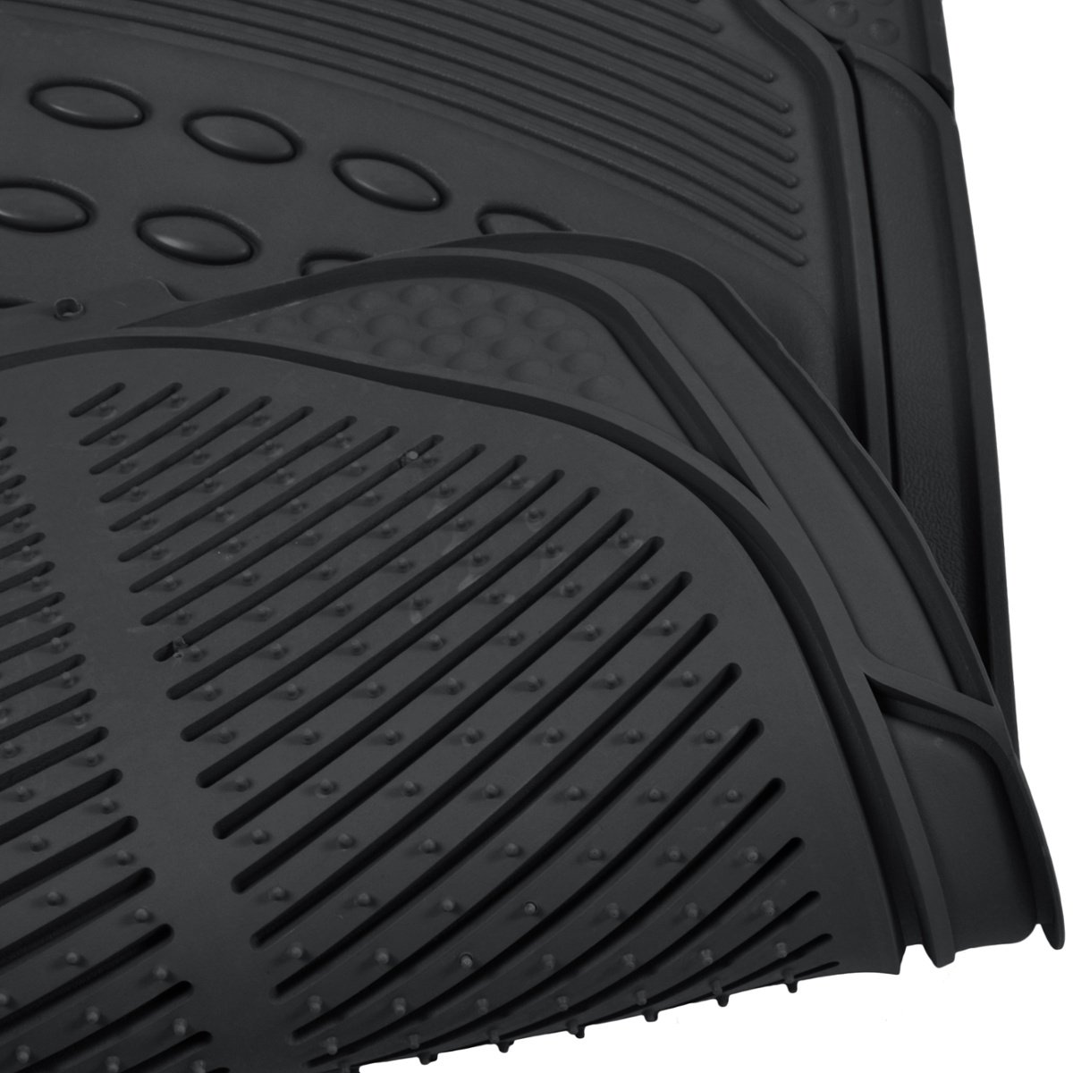 BDK Floor Mats, 4-Piece All-Weather Car Mat with Universal Fit Design, Durable Rubber Car Floor Mats with Capture Ridges, Waterproof for Cars Trucks SUV (Black)