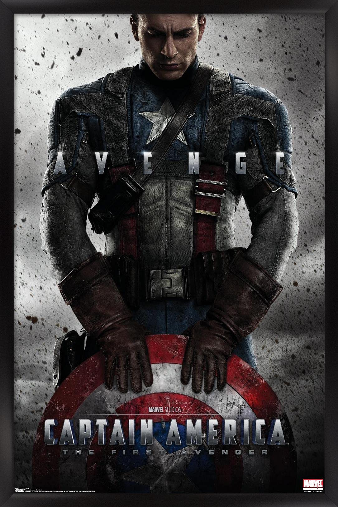 Trends International Marvel - Captain America - The First Avenger - One Sheet Wall Poster, 22.375" x 34", Black Framed Version