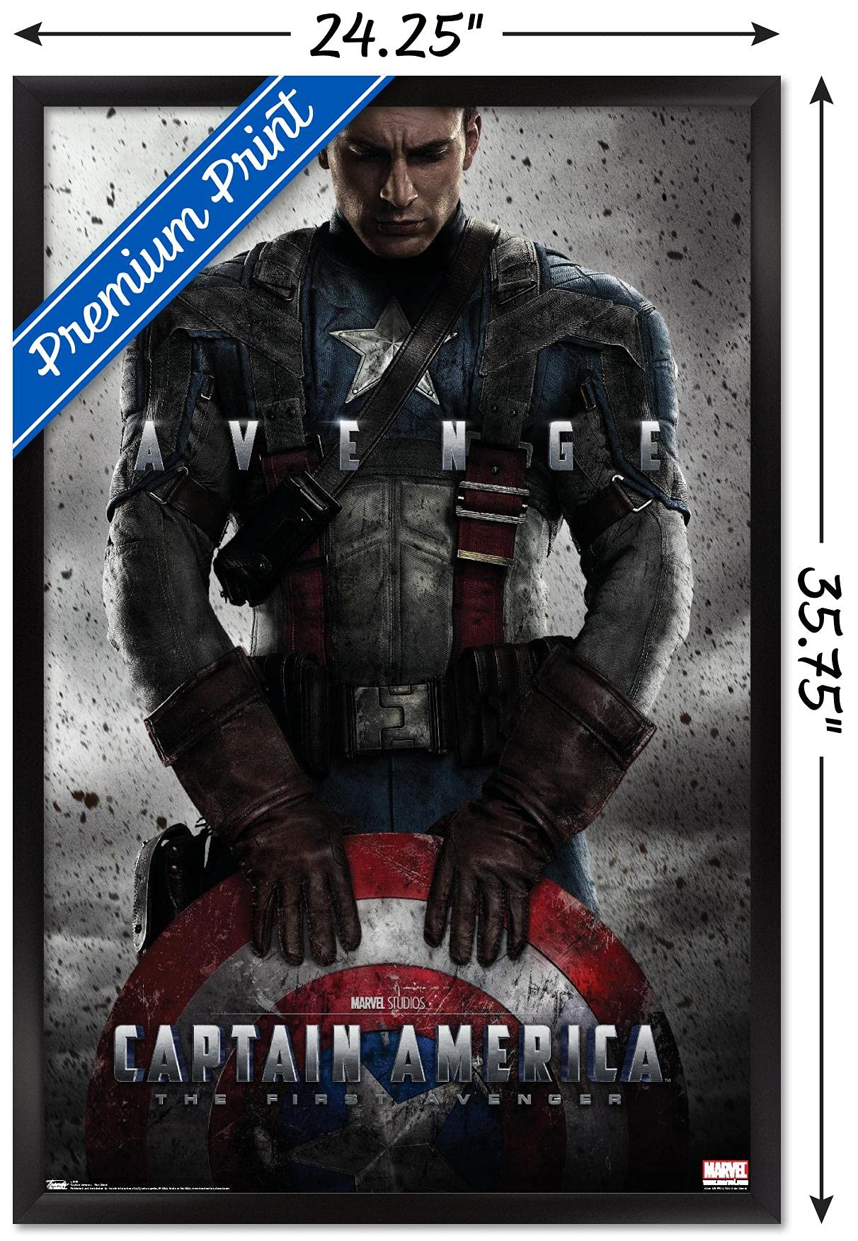 Trends International Marvel - Captain America - The First Avenger - One Sheet Wall Poster, 22.375" x 34", Black Framed Version