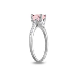 B. BRILLIANT Sterling Silver Simulated Morganite and White Topaz Oval Crown Ring, Size 9