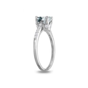 B. BRILLIANT Sterling Silver Genuine Light Aquamarine & White Topaz Oval Crown Ring, Size 5