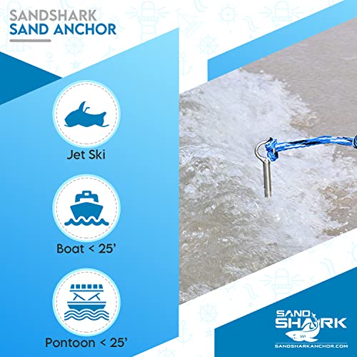 SandShark 18 inch Lite Series Boat Anchor - Shallow Water Anchor Pole - Jet Ski Anchor, Kayak Anchor, Pontoon Boat Accessories for Beach and Sandbar - 316 Stainless Steel w/Handle and Padded Case