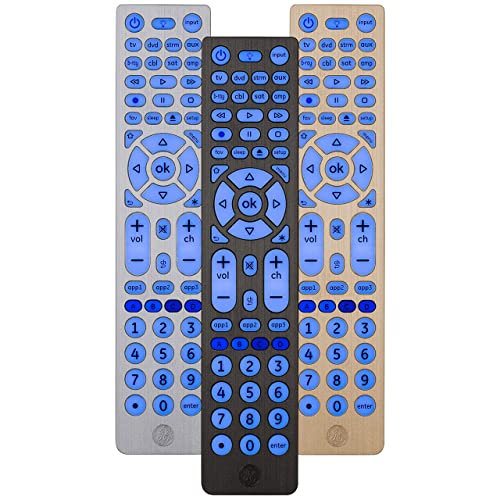 GE Backlit Buttons Universal Remote Control, Samsung TV Remote Control Replacement, Samsung Remote Control for Smart TV, Roku Remote Replacement, Vizio, LG TV, Sony, Apple TV, 8-Device, Black, 37123