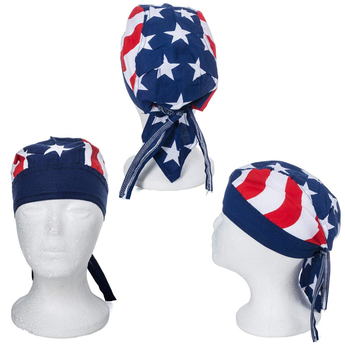 CoverYourHair American Flag Durag - USA Doo Rag - Dew Rags for Men - Patriotic Skull Caps - American Flag Headbands (2 Pack Dew Rags)