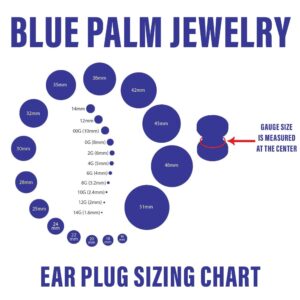 blue palm jewelry Pair of Gold IP Over 316L Surgical Steel Double Flare Ear Plugs Tunnels Earlets E224 12 Gauge to 2 Inch (2GA (6mm))