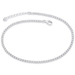 nyc sterling women sterling silver cubic zirconia anklet bracelet (silver)