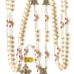 elegantmedical Pearl Cross Necklace lasso STERLING SILVER FATHER BEADS wedding rosary