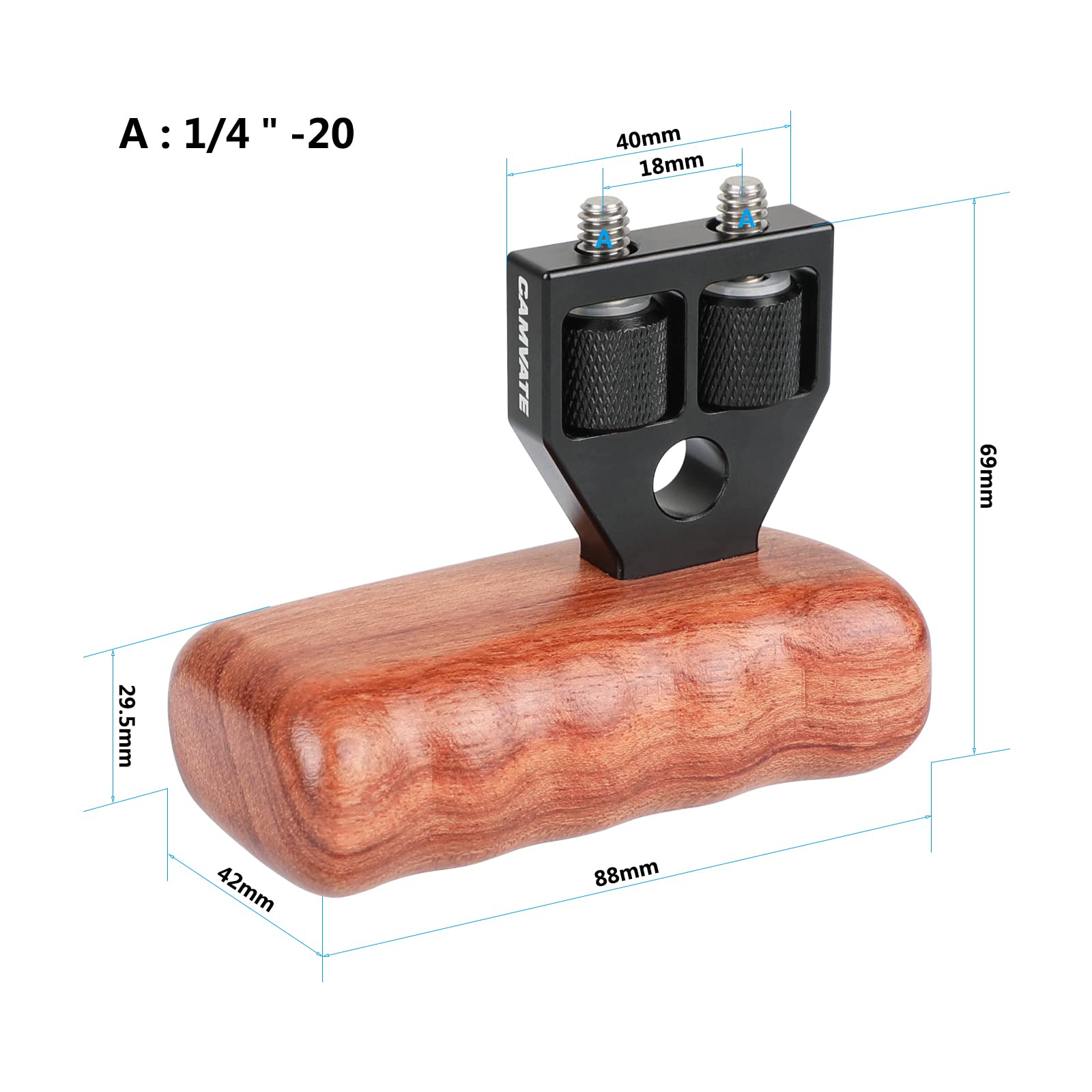 CAMVATE DSLR Wooden Handle Grip with Connector for DV Video Camera Cage(1 Pair) - 1346