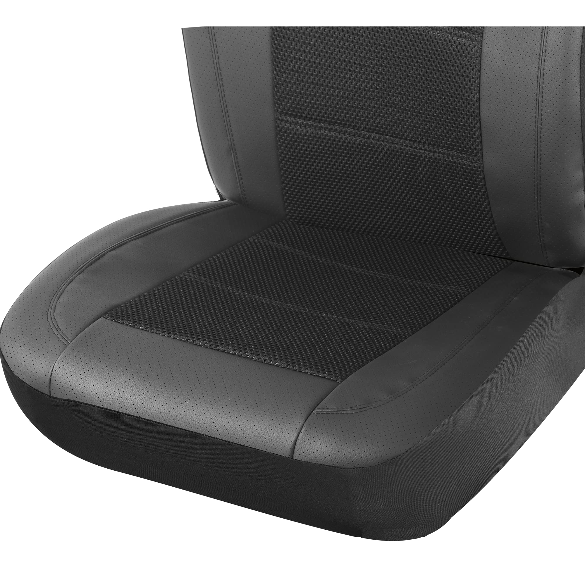 PIC AUTO Car Seat Cover Full Set, Front Bucket Seat Covers with Split Bench, Mesh and Leather, Universal Fit for Most Cars, SUVs, and Trucks (Black)