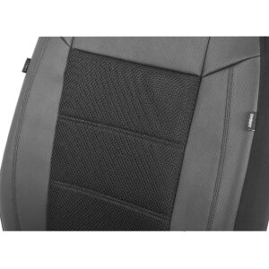 PIC AUTO Car Seat Cover Full Set, Front Bucket Seat Covers with Split Bench, Mesh and Leather, Universal Fit for Most Cars, SUVs, and Trucks (Black)