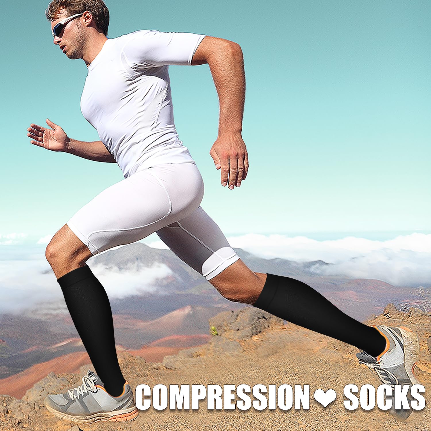 Laite Hebe compression socks,Black+White+Grey,S/M (3 pairs)