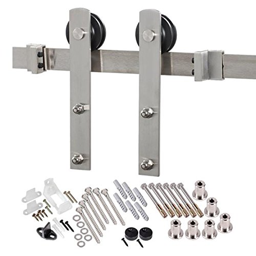 Renin Bd100k-96 Straight Strap Barn Door Hardware Kit, Stainless Steel