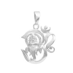 Shine Jewel 925 Sterling Silver Om Ganesha Indian Idol Religious Pendant