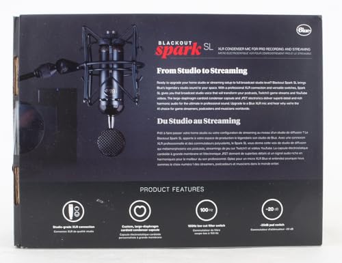 Blue Microphone Blackout Spark SL XLR Condenser Microphone Recording, Streaming, Podcasting, Gaming, Large-Diaphragm Cardioid Capsule, Shockmount and Protective Case