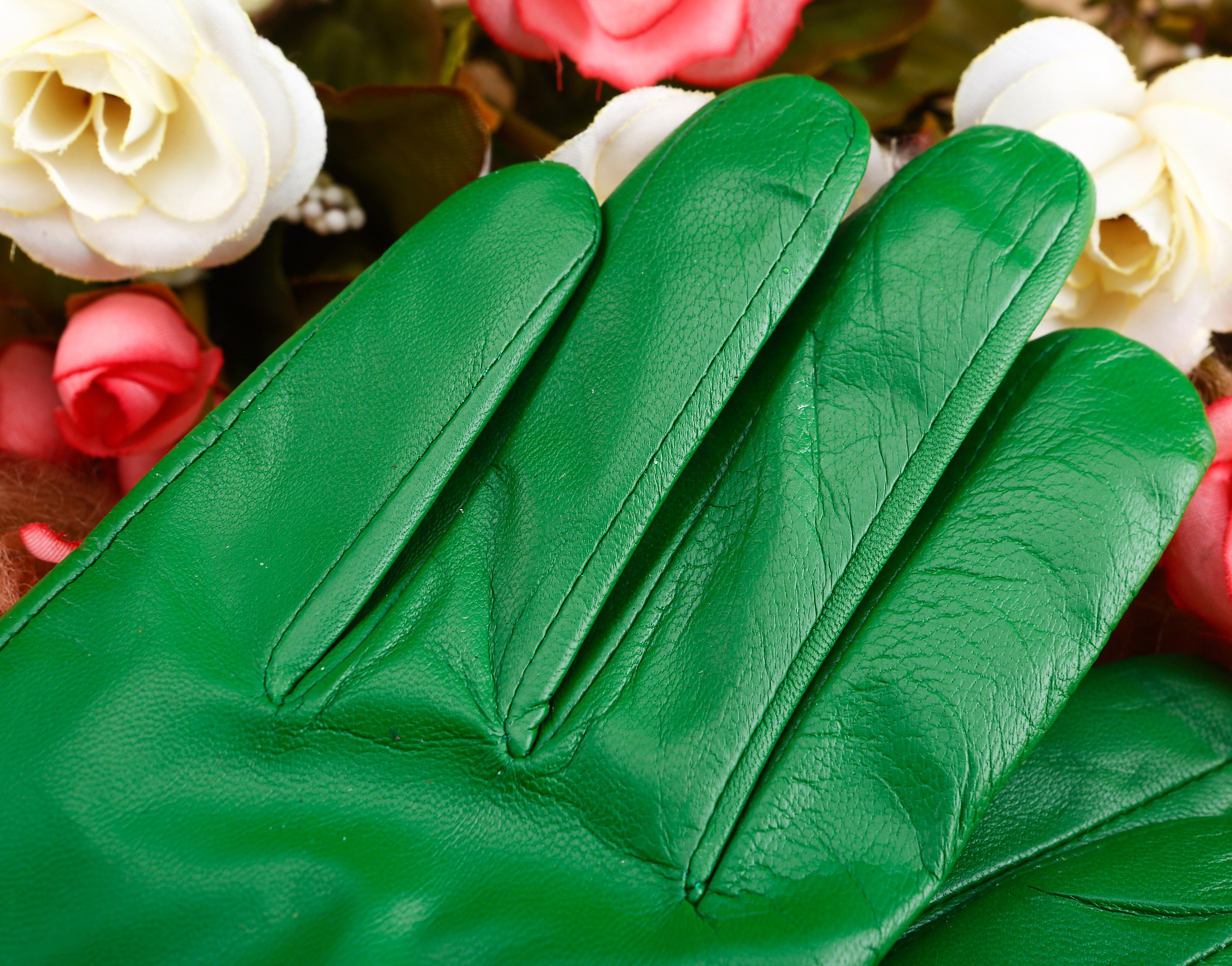 NappaNovum Women's Classic Italian Nappa Leather Gloves Lambskin Winter Comfort Lining Fashion Gloves (Touchscreen or Non-Touchscreen) (M, Green)