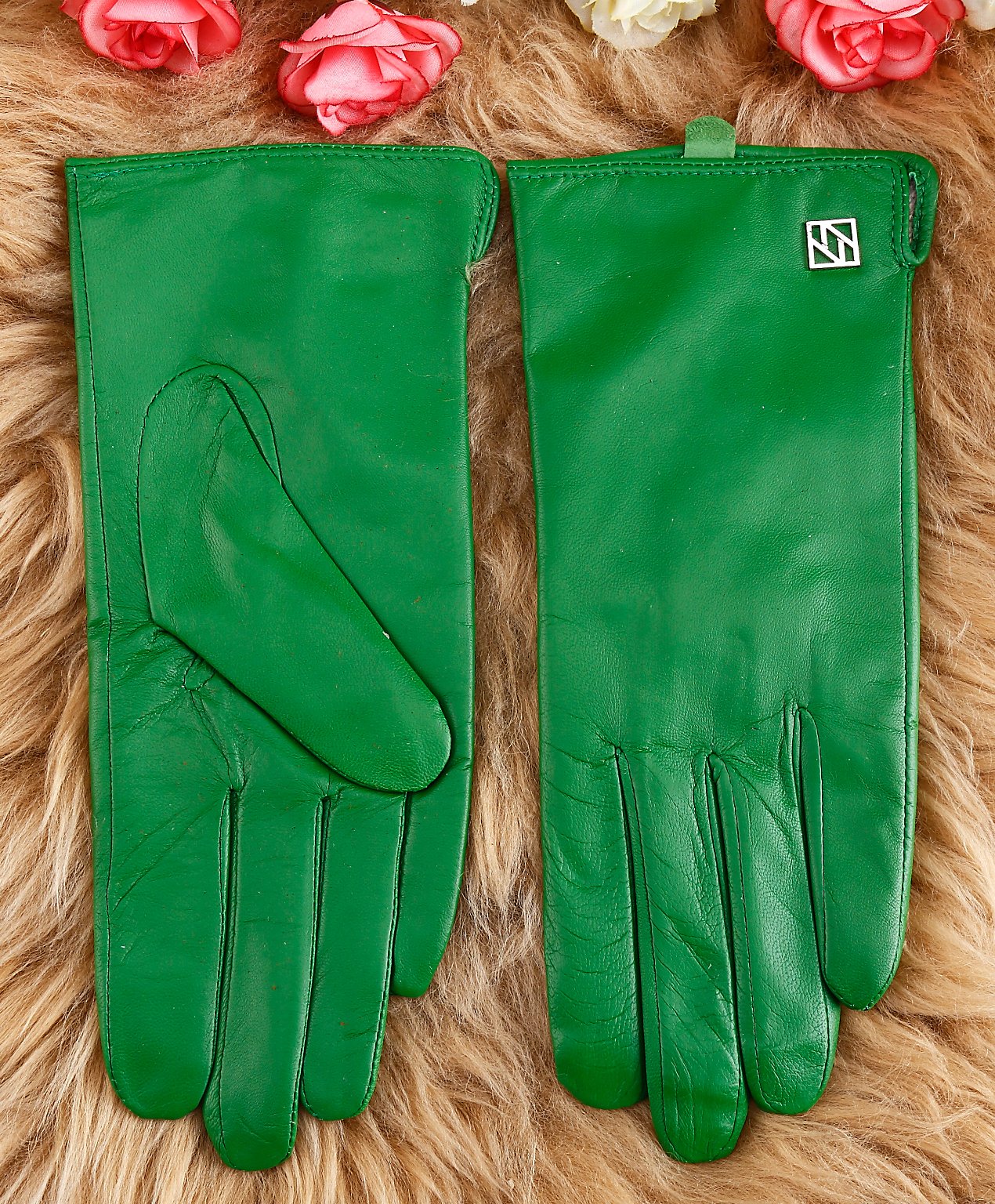 NappaNovum Women's Classic Italian Nappa Leather Gloves Lambskin Winter Comfort Lining Fashion Gloves (Touchscreen or Non-Touchscreen) (M, Green)