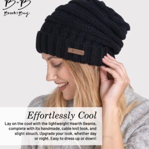 Brook + Bay Slouchy Beanie - Women's Winter Hats, Beanie Slouch Hats for Cold Weather, Oversized Beanie Knitted Hats for Women & Men Black