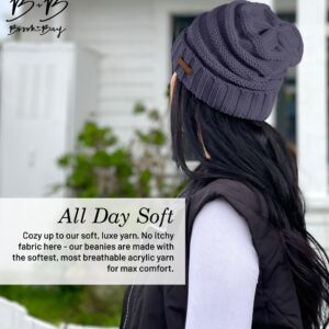 Brook + Bay Slouchy Beanie - Women's Winter Hats, Beanie Slouch Hats for Cold Weather, Oversized Beanie Knitted Hats for Women & Men Dark Gray